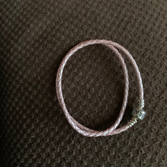 Pink leather Pandora double wrap bracelet - Picture 1 of 2